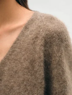 brushed cashmere easy v neck