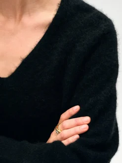 brushed cashmere easy v neck