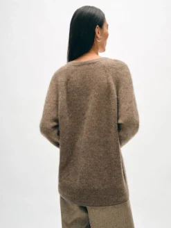 brushed cashmere easy v neck