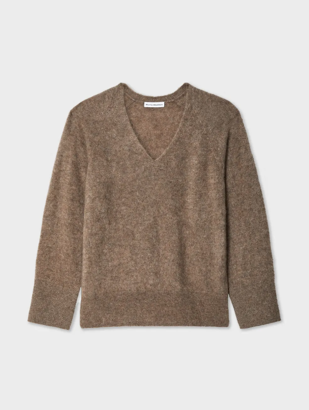 brushed cashmere easy v neck