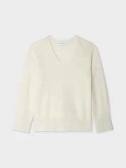 brushed cashmere easy v neck
