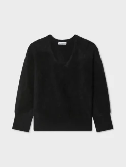 brushed cashmere easy v neck