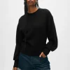 cashmere blouson sleeve crewneck