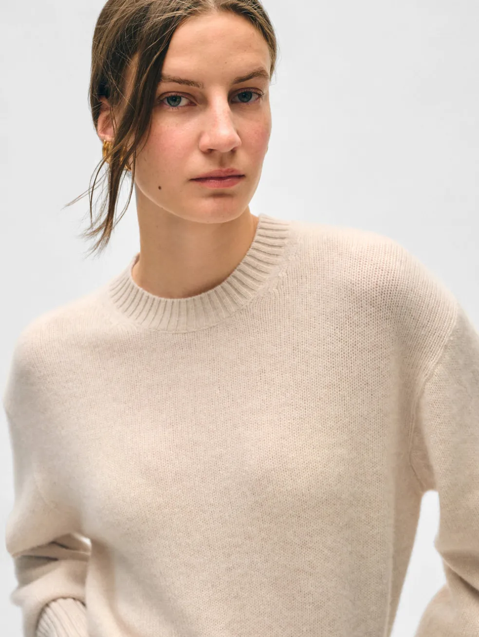 cashmere blouson sleeve crewneck