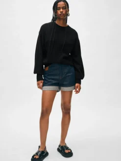 cashmere blouson sleeve crewneck