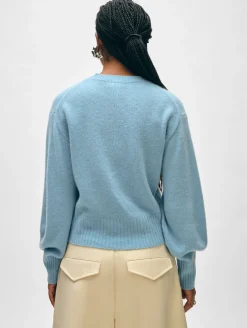cashmere blouson sleeve crewneck