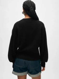 cashmere blouson sleeve crewneck