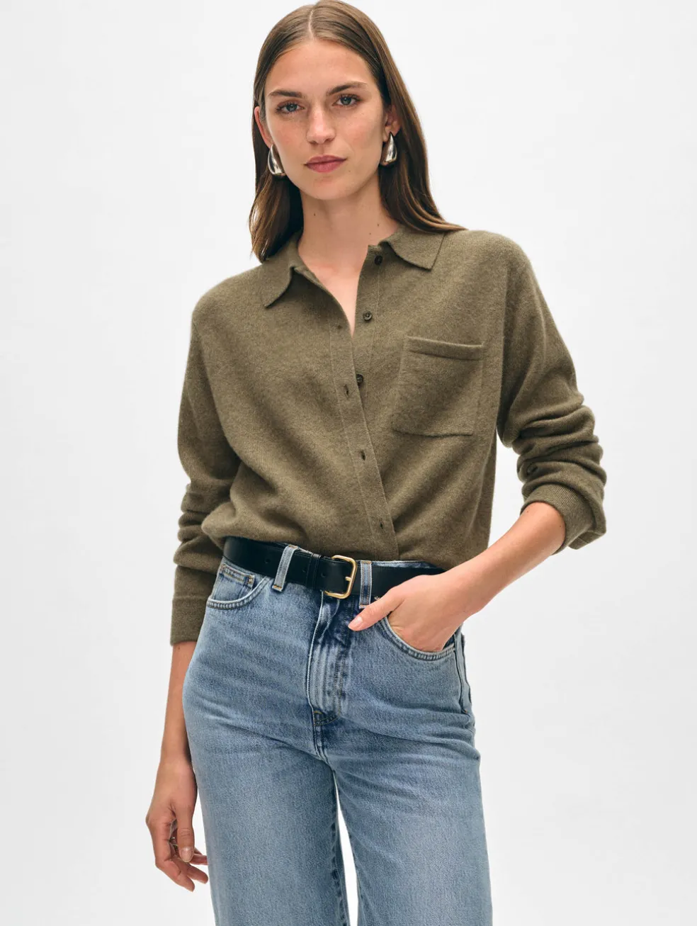 cashmere button down shirt