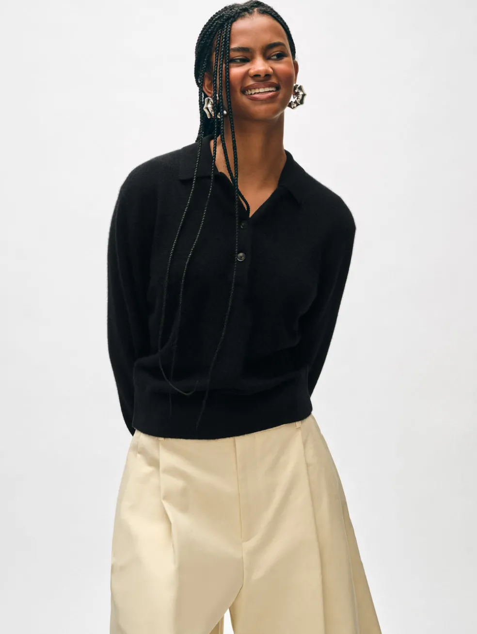 cashmere button polo