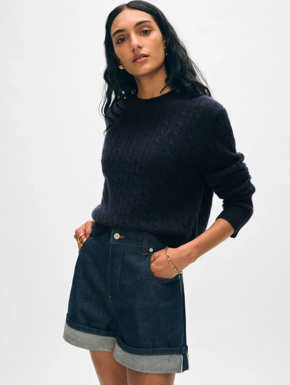 cashmere cable crewneck