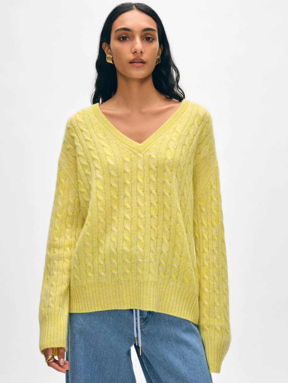 cashmere cable knit v neck