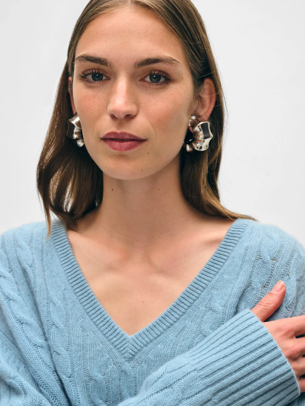 cashmere cable knit v neck