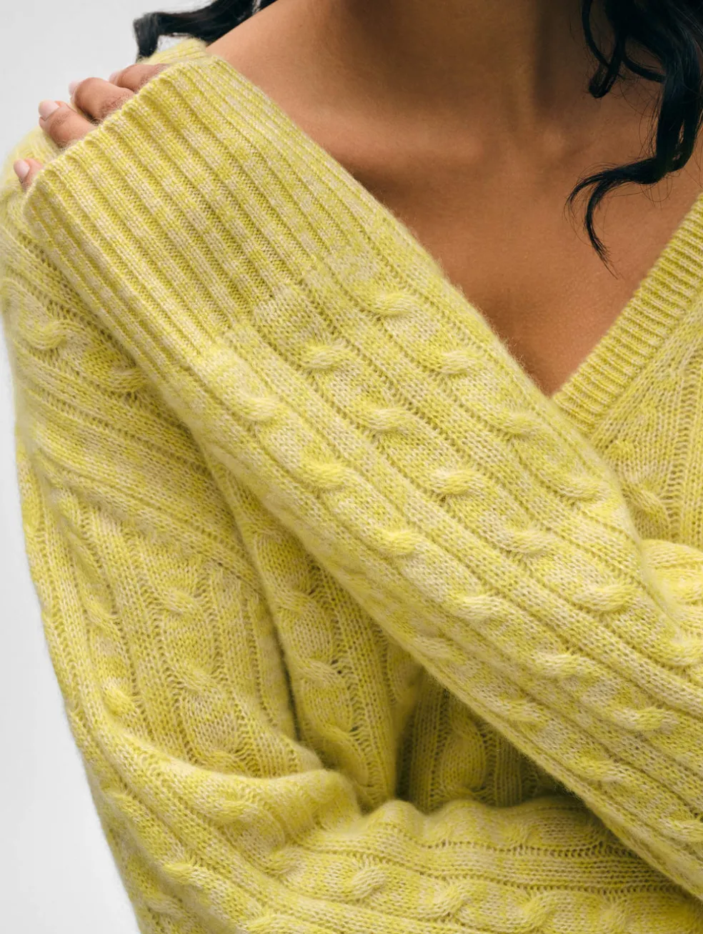 cashmere cable knit v neck