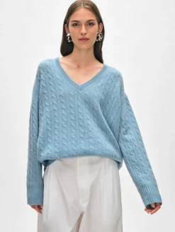 cashmere cable knit v neck