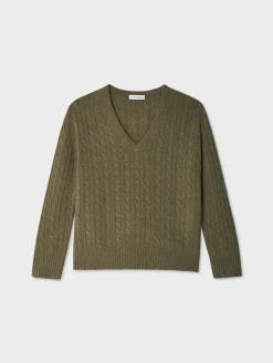 cashmere cable knit v neck