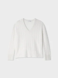 cashmere cable knit v neck