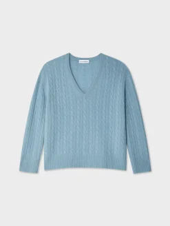 cashmere cable knit v neck