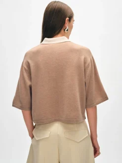 cashmere cropped polo