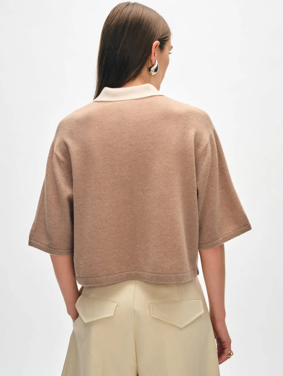 cashmere cropped polo