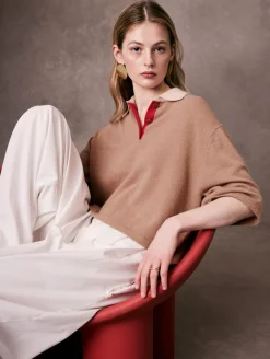 cashmere cropped polo