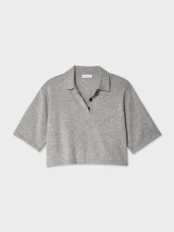 cashmere cropped polo