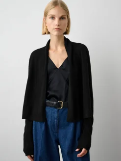 cashmere cropped trapeze cardigan