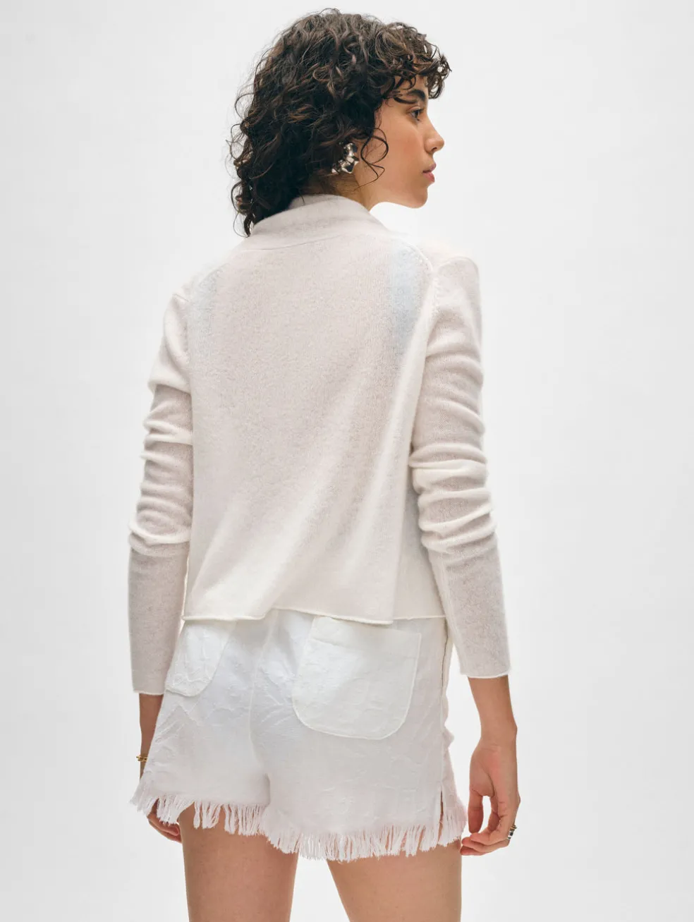 cashmere cropped trapeze cardigan