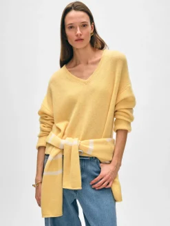 cashmere cuffed v neck
