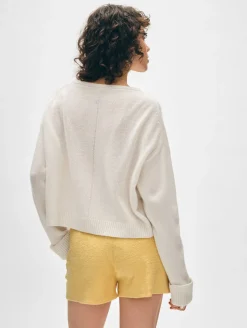 cashmere cuffed v neck