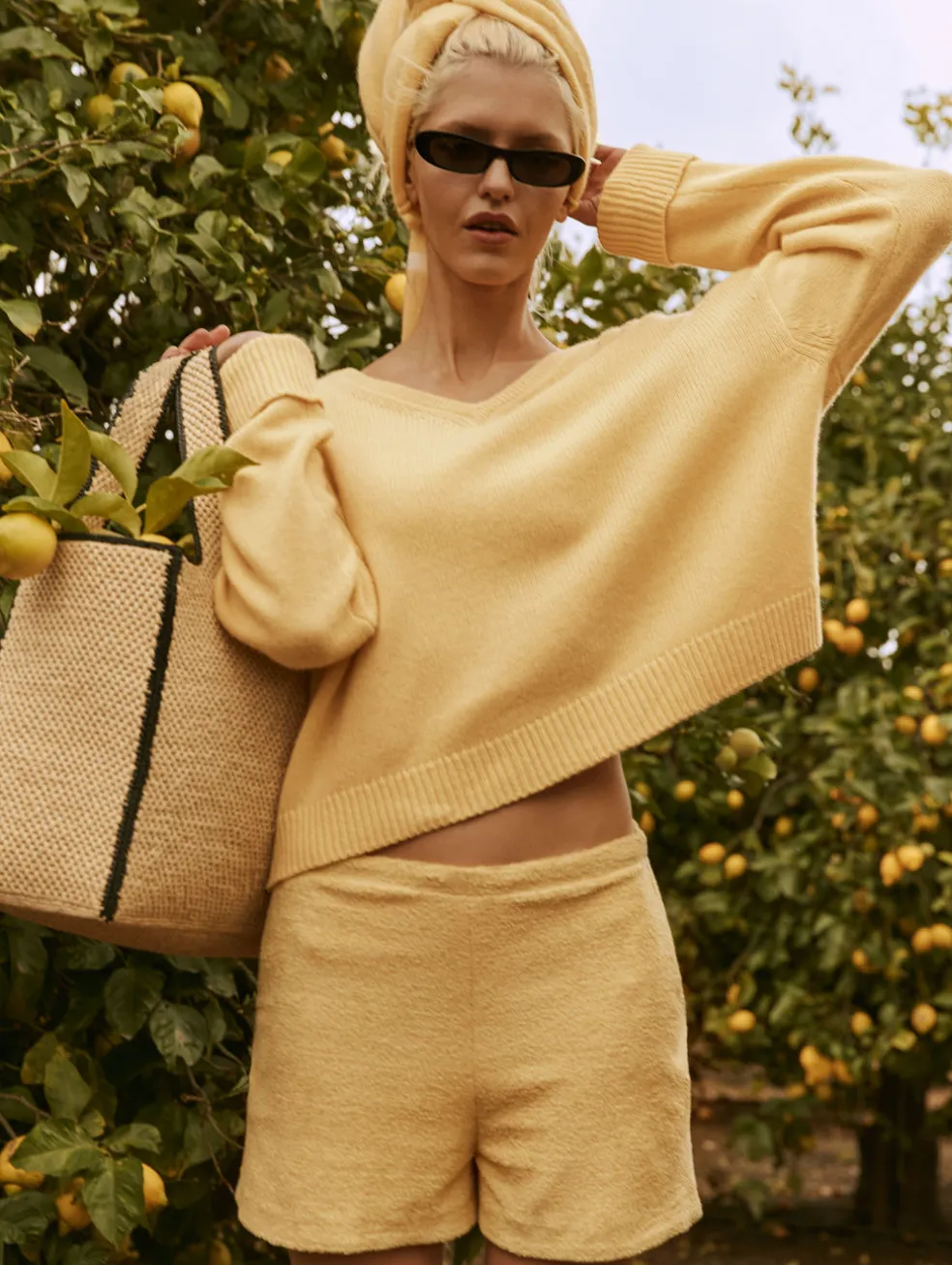 cashmere cuffed v neck