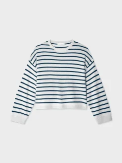 cashmere drop shoulder striped sweater
