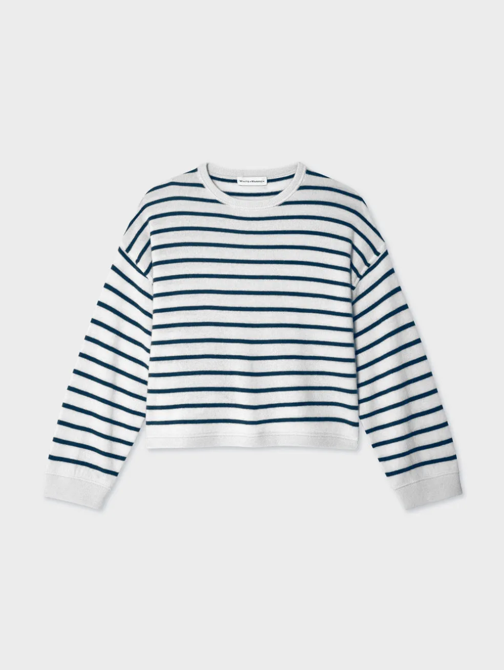 cashmere drop shoulder striped sweater