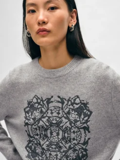 cashmere fairytale embroidered crewneck