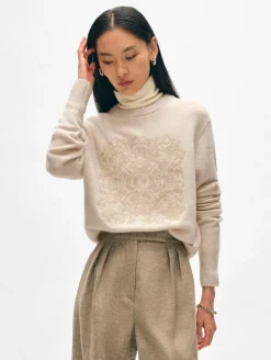 cashmere fairytale embroidered crewneck