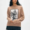 cashmere floral appliqué crewneck