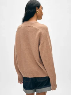 cashmere floral appliqué crewneck