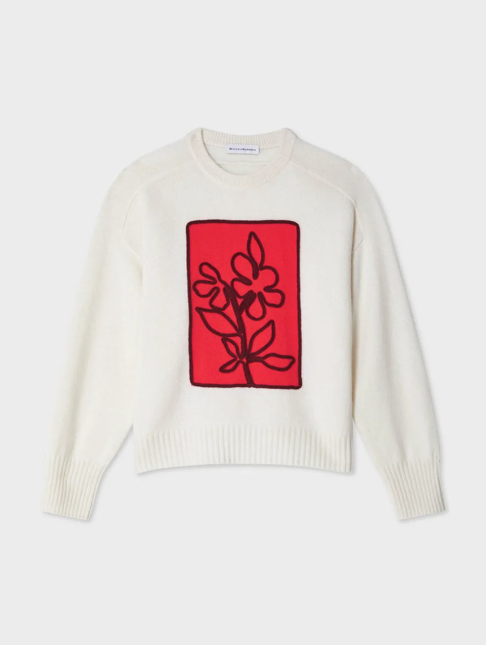cashmere floral appliqué crewneck