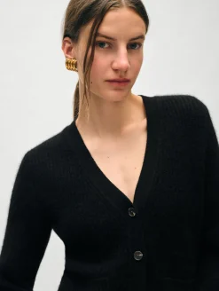 cashmere fluted sleeve cardigan