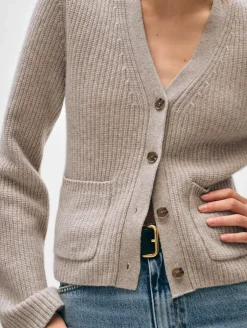 cashmere fluted sleeve cardigan