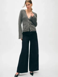 cashmere fluted sleeve cardigan