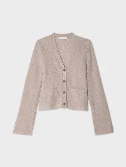 cashmere fluted sleeve cardigan