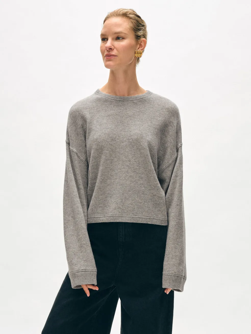 cashmere heart drop shoulder sweater