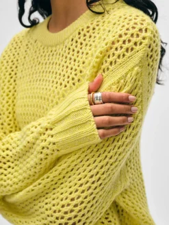 cashmere marled mesh crewneck