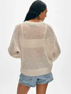 cashmere marled mesh crewneck