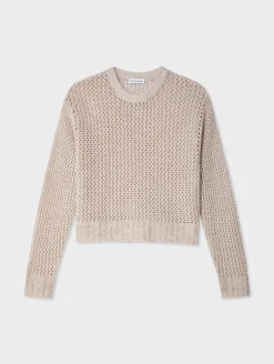 cashmere marled mesh crewneck