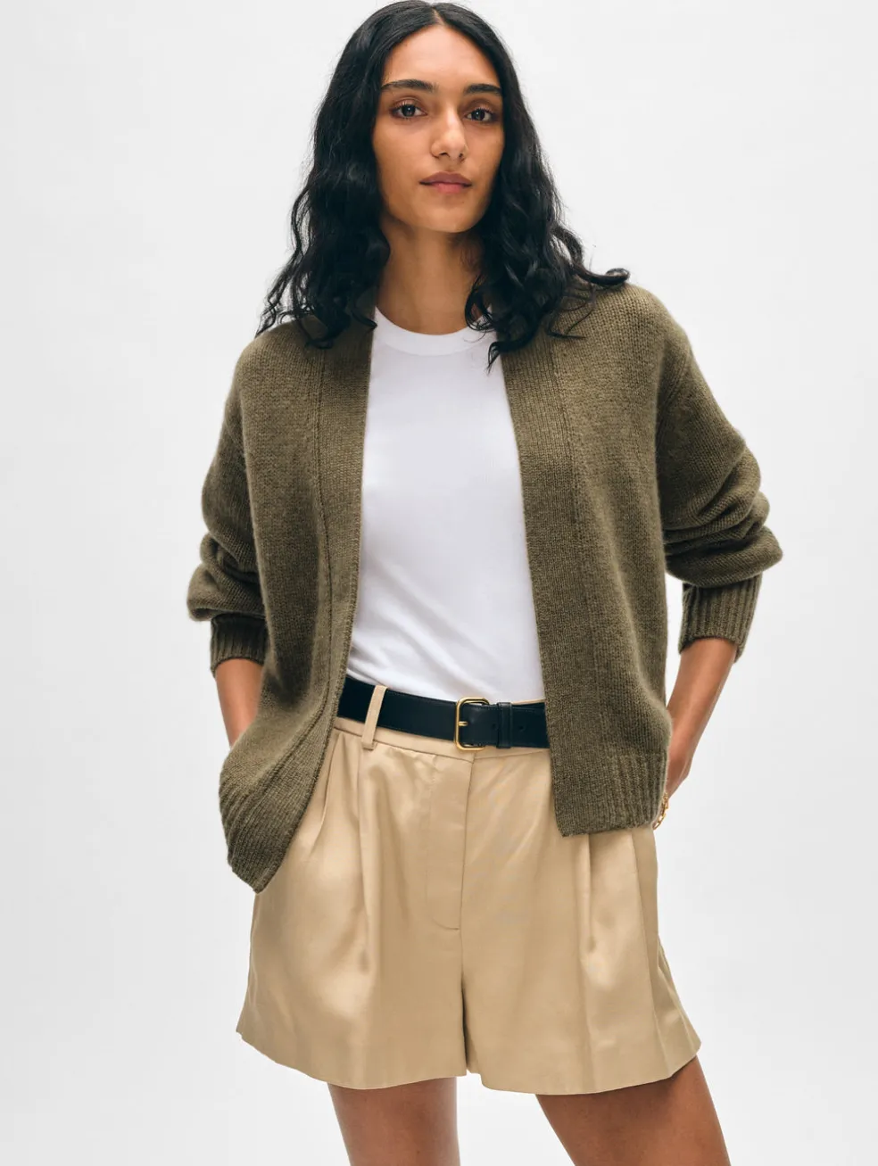 cashmere marled open cardigan