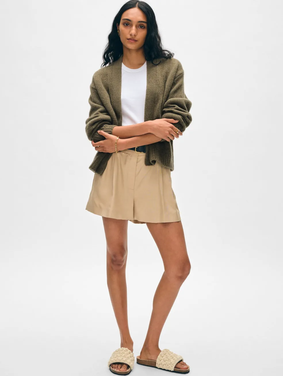 cashmere marled open cardigan