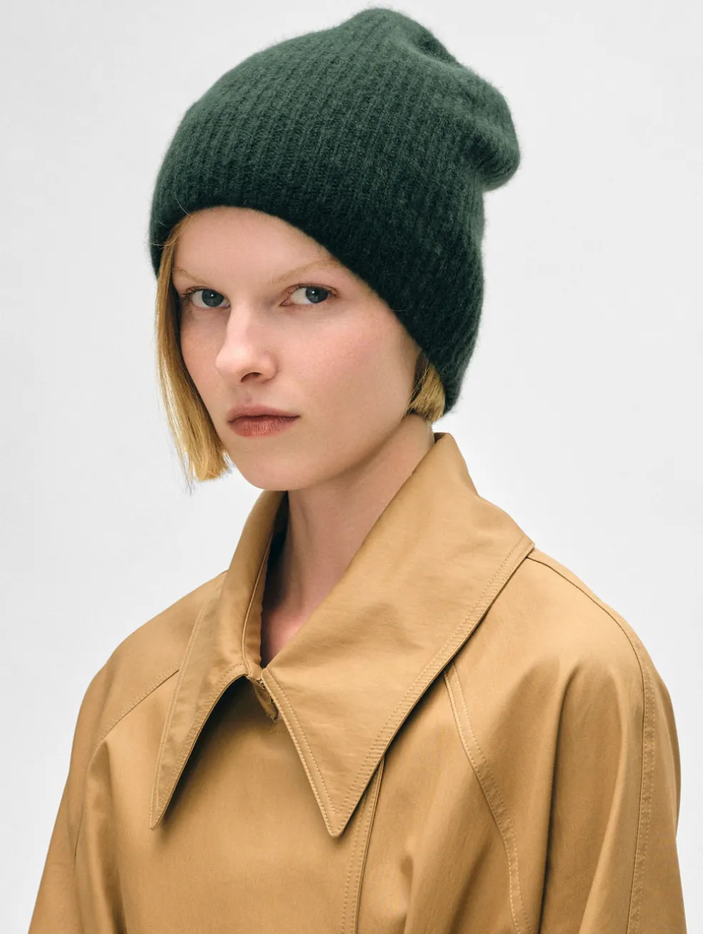 cashmere plush rib beanie