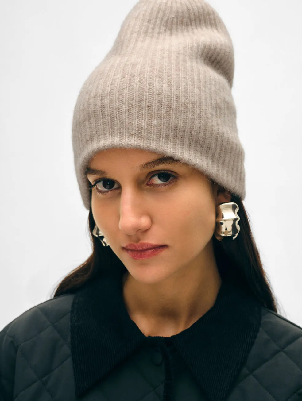 cashmere plush rib beanie