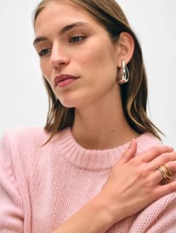 cashmere puff sleeve crewneck